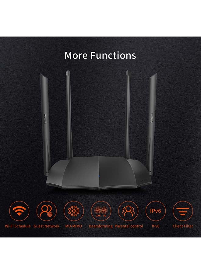 تيندا راوتر واي فاي جيجابت AC8 AC1200 ذكي ثنائي النطاق أسود - Image 2