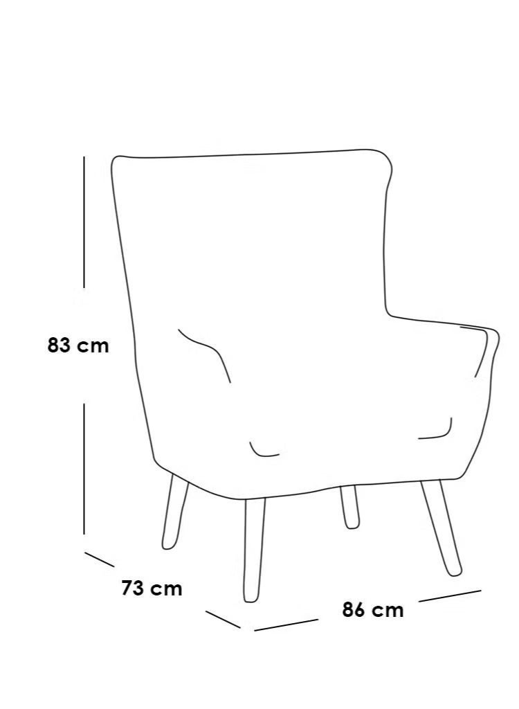 هاوس ون كرسي جانبي| من الكتان والخشب السويدي  - بيج - 83x73x86 سم - Image 2