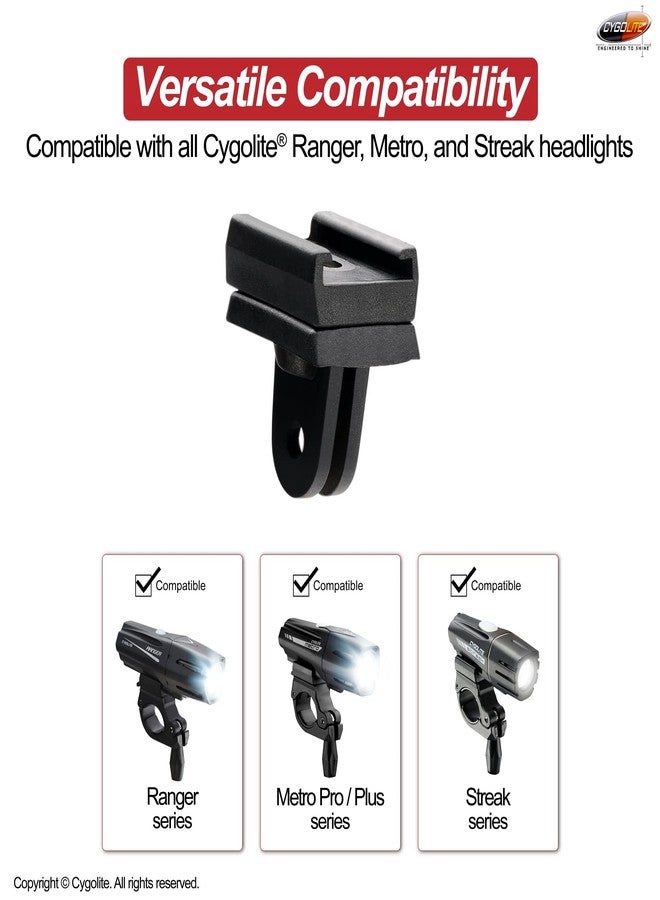 Cygolite Light Adapter Velocity, Ranger, Expilion, Metro, and Streak Series Bicycle Headlights Fits On GoPro Compatible Mount - Image 4