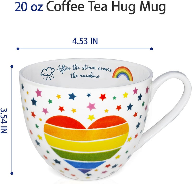 MFoffice Rainbow Heart Coffee Mug, Premium 20 oz Bone China Hug Mug, Inspiring Gift of Hope and Positivity, Perfect for Birthdays, Holidays, and Christmas, Designed in England by Harvest Green Studio - Image 3