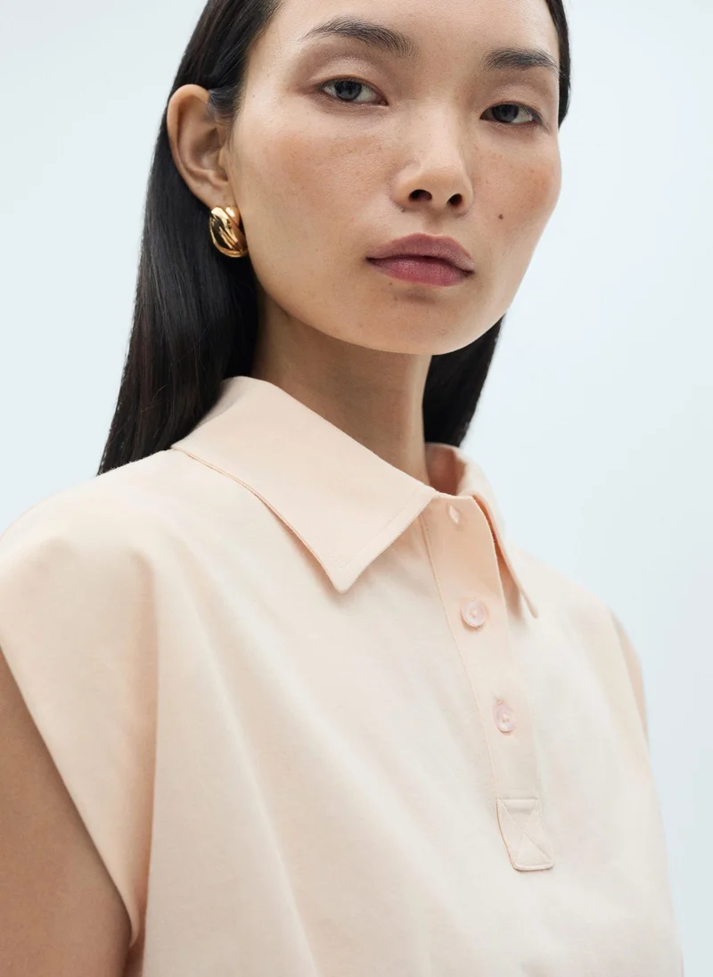 مانجو Short-Sleeved Cotton Polo Shirt