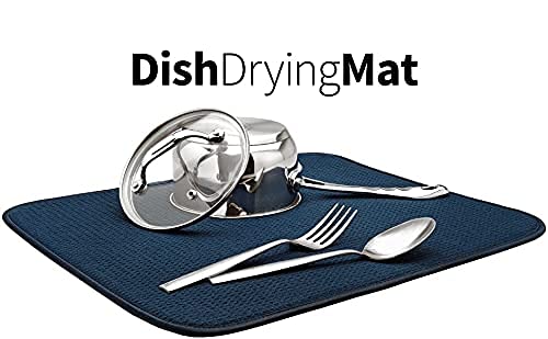 SUNAM Absorbent Reversible Microfiber Dish Drying Mat and Protector for Kitchen Countertops, Sinks - Folds for Compact Storage - Image 4