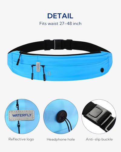 WATERFLY Running Belt Fanny Pack: Runner Marathon Jogging Waist Pack Sport Workout Exercise Fitness Phone Holder Belt for Men Women Jogger Slim Waistband - Image 5