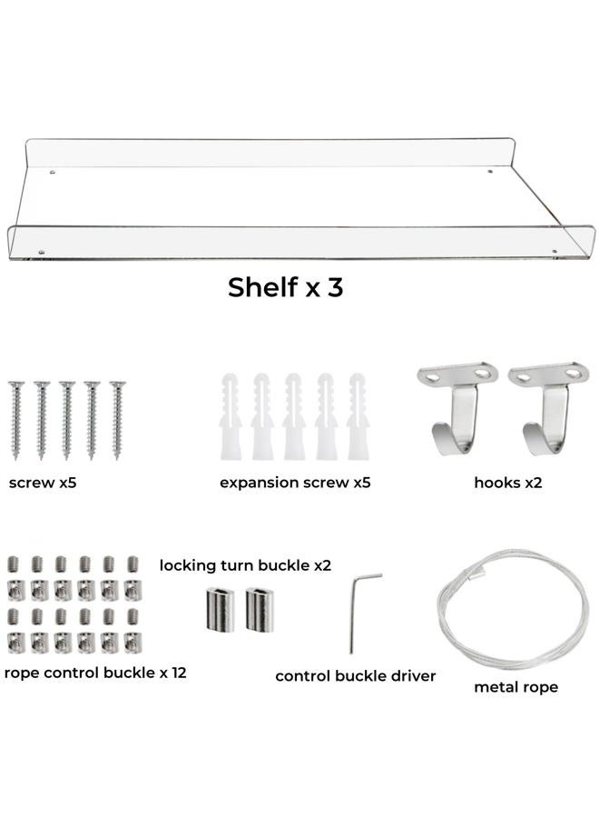Tlence 3-Tier Hanging Clear Plant Shelves, Acrylic Window Boxes Flower Display Shelf, Height Adjustable Indoor Wall Plant Stand, Succulents Pot Organizer Storage for Herbs Microgreens Seedling Growth - Image 3