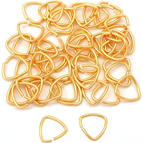 FindingKing 50 Gold Plated Triangle Jump Rings Bails Hang Drops - Image 1