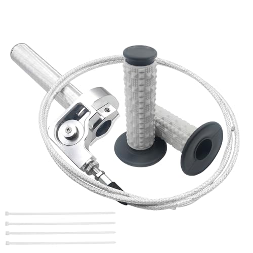 JXPANG Motorcycle Throttle Assembly78 Quick Twist Throttle Grips with Throttle Cable Aluminum Alloy Universal for CRF KLX SSR TTR 110 125 150 200 250cc Dirt Pit Bike ATV Mini Bike Silver Black - Image 1