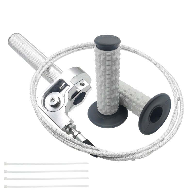 JXPANG Motorcycle Throttle Assembly78 Quick Twist Throttle Grips with Throttle Cable Aluminum Alloy Universal for CRF KLX SSR TTR 110 125 150 200 250cc Dirt Pit Bike ATV Mini Bike Silver Black - Image 2