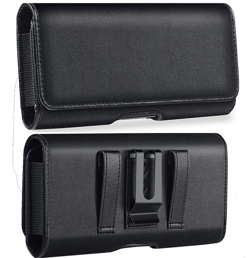 TDG Leather Belt Pouch Holster for Apple iPhone Smartphones & Mobiles (Black, 6.5 inches) - Image 1