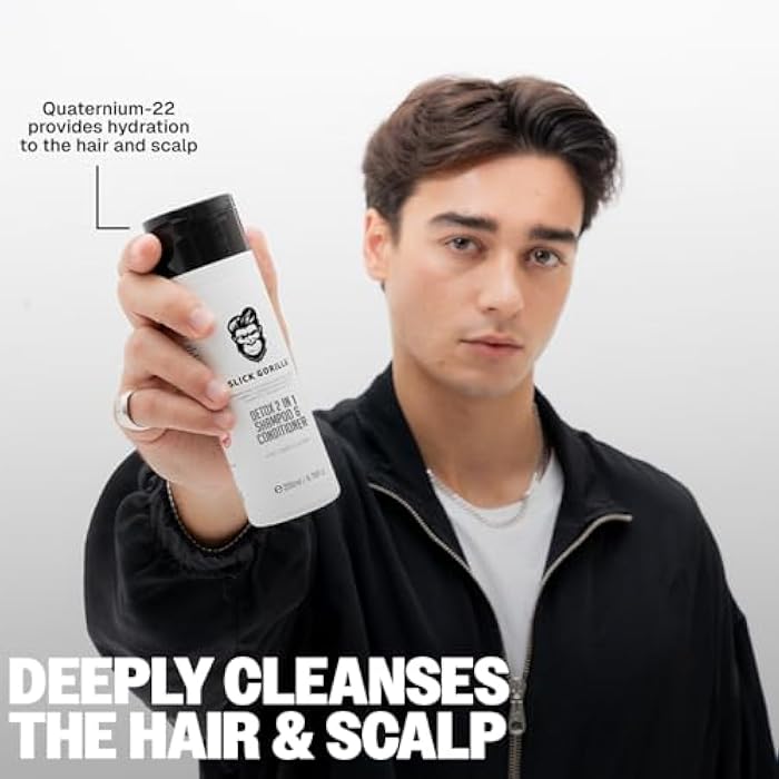 Slick Gorilla Detox 2 in 1 Shampoo and Conditioner for Men 200ml / 6.76 fl oz, Cleans, Strengthens, Hydrates, Infused with Natural Ingredients, All-in-One Daily Grooming Solution - Image 3