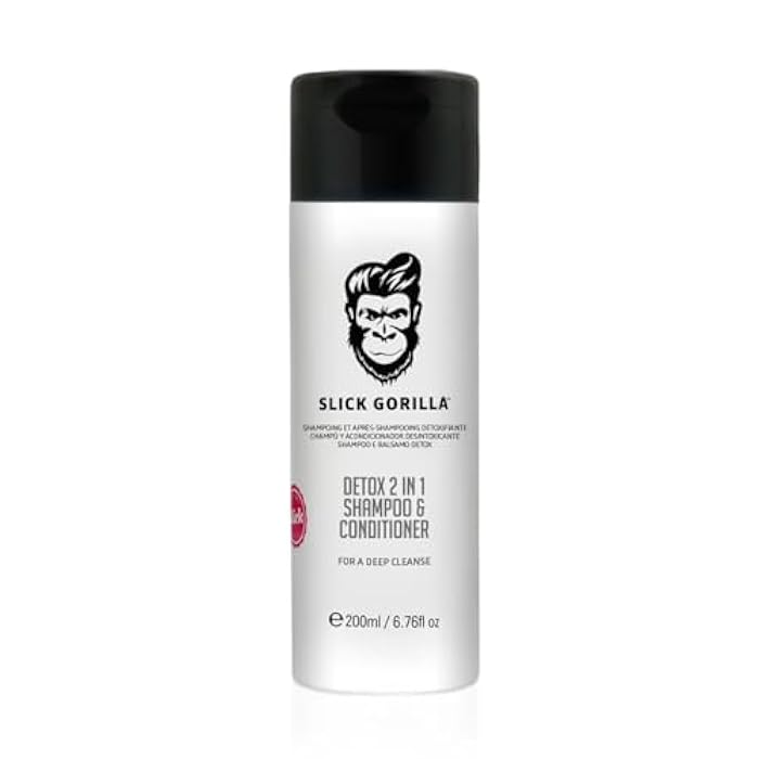 Slick Gorilla Detox 2 in 1 Shampoo and Conditioner for Men 200ml / 6.76 fl oz, Cleans, Strengthens, Hydrates, Infused with Natural Ingredients, All-in-One Daily Grooming Solution - Image 1