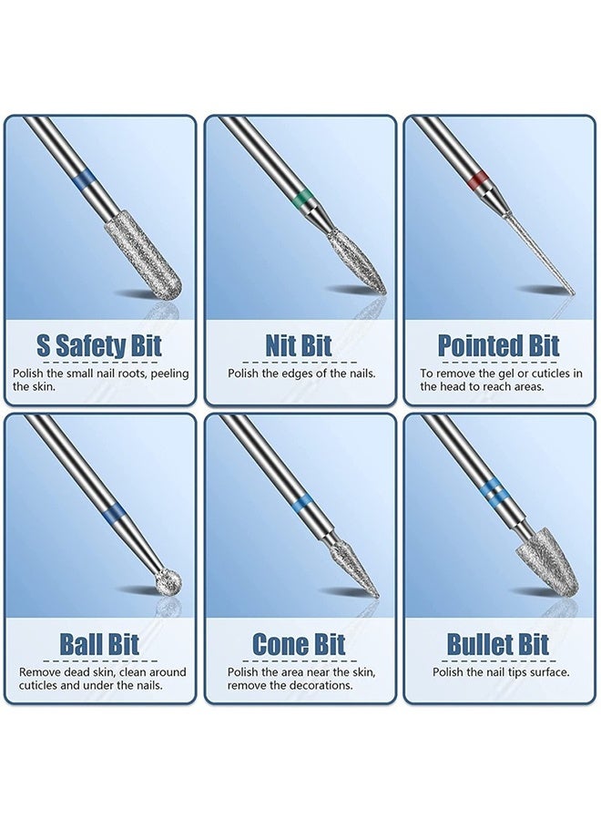 Depend 13 PCS Nail Drill Bits Set, Drill Bits for Nails, 3 Pcs Tungsten Carbide Drill Bits + 3 Pcs Ceramic Efile Nail Drill Bits + 6 Pcs Cuticle Drill Bits + 1 Pcs Brush, 3/32 inch Nail Bits for Nail Drill, Cuticle Remover Bits For Acrylic Gel Dip Powder Nail Manicure - Image 3