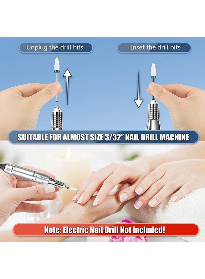 Depend 13 PCS Nail Drill Bits Set, Drill Bits for Nails, 3 Pcs Tungsten Carbide Drill Bits + 3 Pcs Ceramic Efile Nail Drill Bits + 6 Pcs Cuticle Drill Bits + 1 Pcs Brush, 3/32 inch Nail Bits for Nail Drill, Cuticle Remover Bits For Acrylic Gel Dip Powder Nail Manicure - Image 5