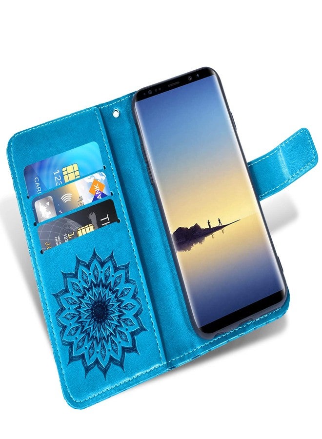 أسو ويش جراب هاتف سامسونج جالاكسي نوت 8، جراب محفظة مع واقي شاشة من الزجاج المقوى، غطاء جلدي رفيع قابل للطي، حامل بطاقات، ملحقات الهاتف، جالاكسي نوت 8 (ليس S8)، جالاكسي، جالاكسي للنساء والرجال، أزرق - Image 3