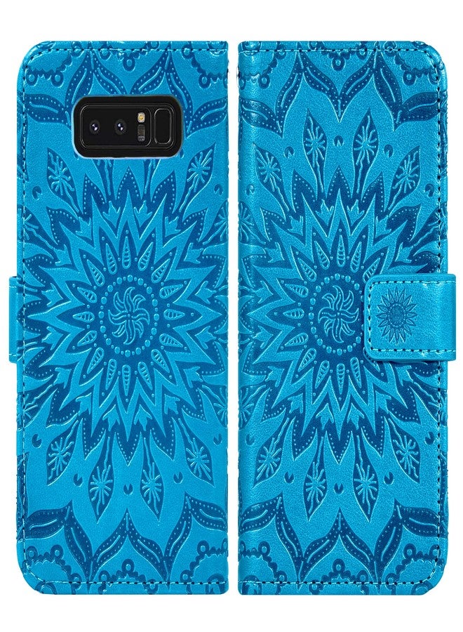 أسو ويش جراب هاتف سامسونج جالاكسي نوت 8، جراب محفظة مع واقي شاشة من الزجاج المقوى، غطاء جلدي رفيع قابل للطي، حامل بطاقات، ملحقات الهاتف، جالاكسي نوت 8 (ليس S8)، جالاكسي، جالاكسي للنساء والرجال، أزرق - Image 5