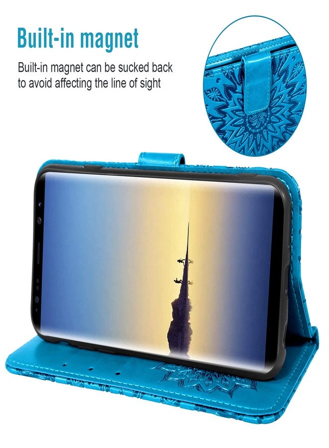 أسو ويش جراب هاتف سامسونج جالاكسي نوت 8، جراب محفظة مع واقي شاشة من الزجاج المقوى، غطاء جلدي رفيع قابل للطي، حامل بطاقات، ملحقات الهاتف، جالاكسي نوت 8 (ليس S8)، جالاكسي، جالاكسي للنساء والرجال، أزرق - Image 4