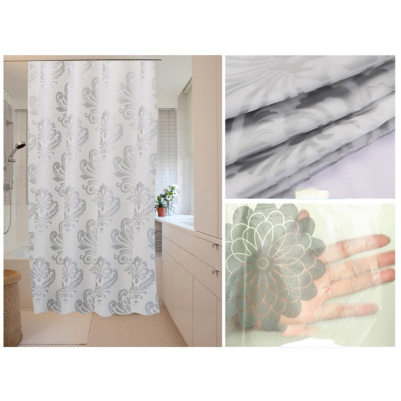 Shower Curtain Printed PEVA Bathing Curtain with Sturdy Grommets - 180x220cm - Image 3