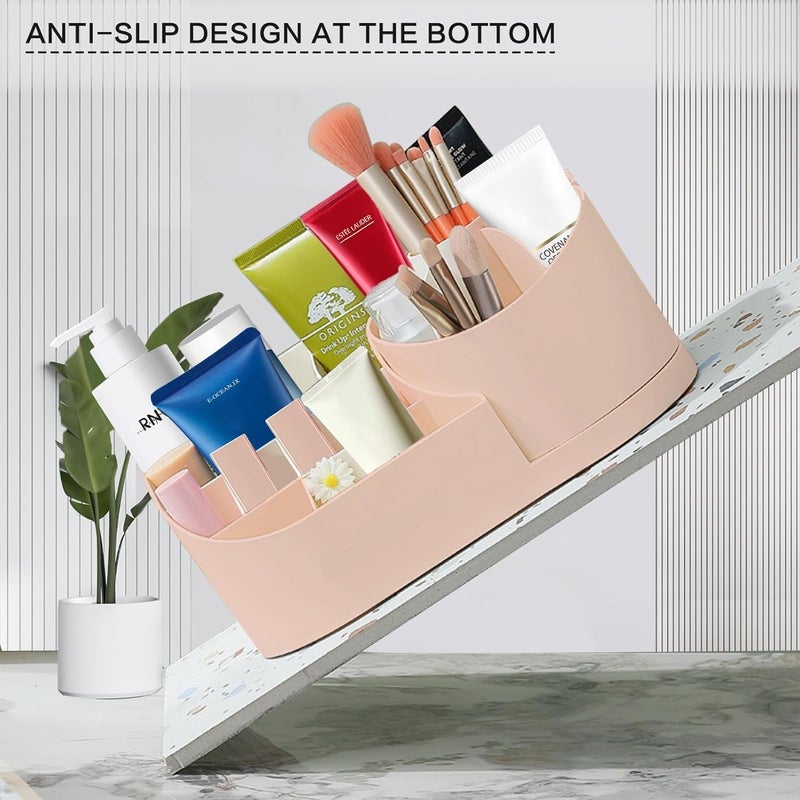 VATTU 1pc Baby Pink Rotating Makeup Box Desktop Cosmetics Storage Box Turntable Desk Organizer Rotating Display Makeup Storage Lipstick Box with Compartments Stationery Holder Home Supplies for - Image 5