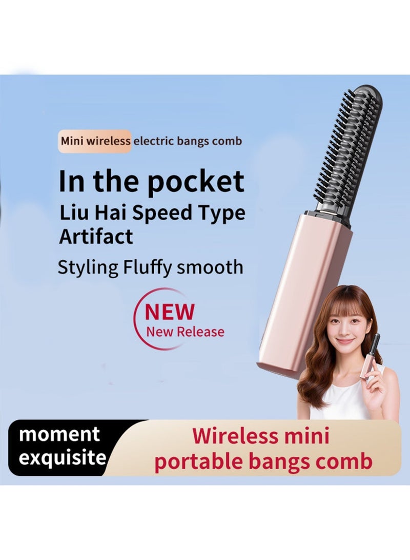 YALONG Electric Hair Straightener Brush, Mini Ceramic Ionic Hair Straightening Comb & Curler, Smooth & Shiny Hair Fast Heating, Anti-Scald Electric Flat Iron - Image 3