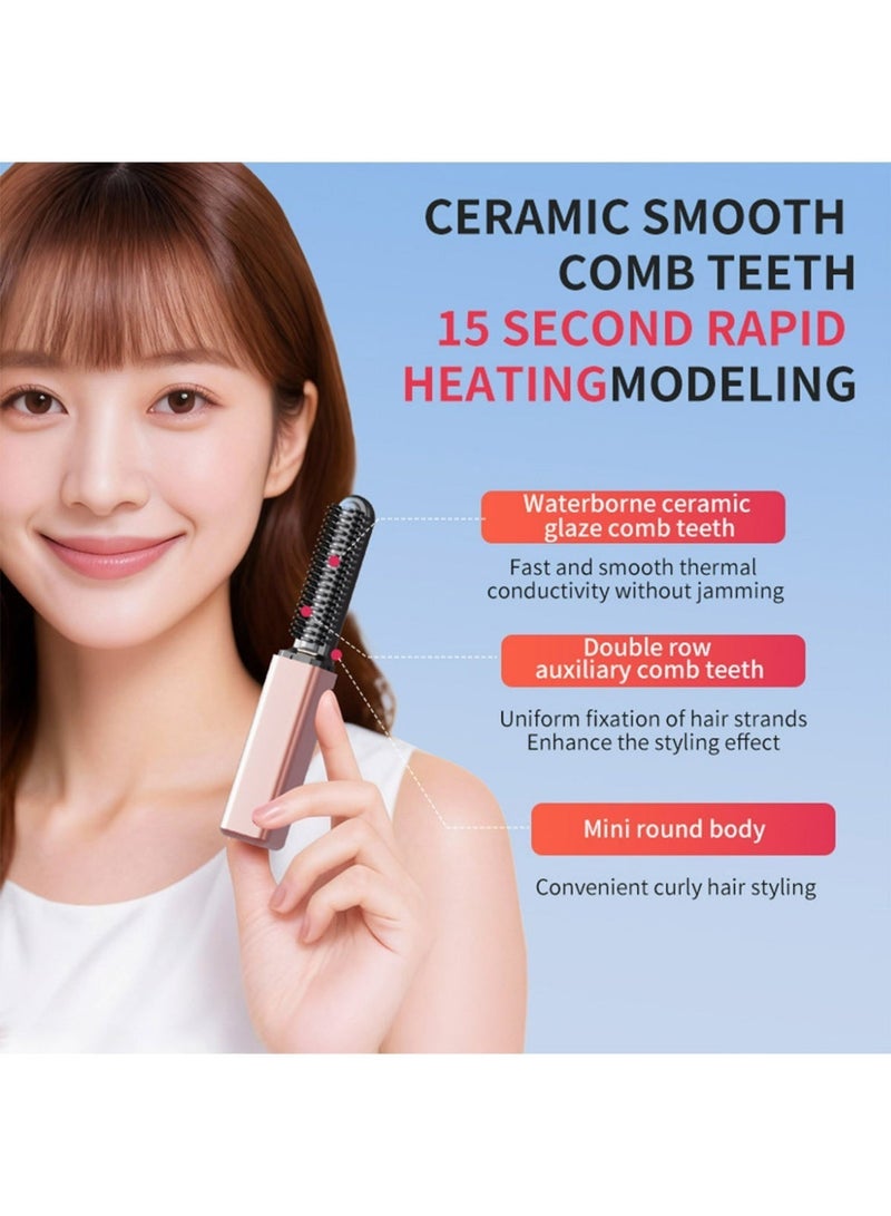 YALONG Electric Hair Straightener Brush, Mini Ceramic Ionic Hair Straightening Comb & Curler, Smooth & Shiny Hair Fast Heating, Anti-Scald Electric Flat Iron - Image 5