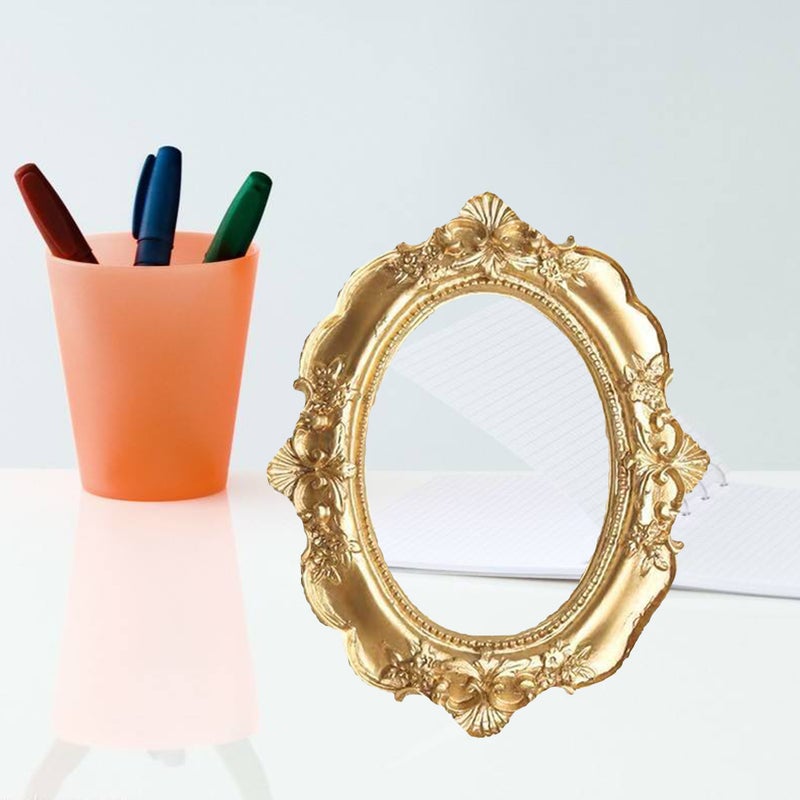 2pcs Mini Retro Resin Picture Frame Golden Mini Photo Frame Desktop Ornament Jewelry Display Frame for Bedroom No Glass - Image 5