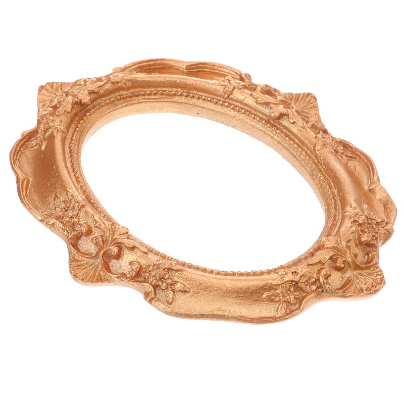 2pcs Mini Retro Resin Picture Frame Golden Mini Photo Frame Desktop Ornament Jewelry Display Frame for Bedroom No Glass - Image 1