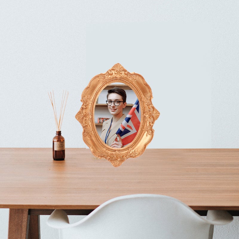 2pcs Mini Retro Resin Picture Frame Golden Mini Photo Frame Desktop Ornament Jewelry Display Frame for Bedroom No Glass - Image 2