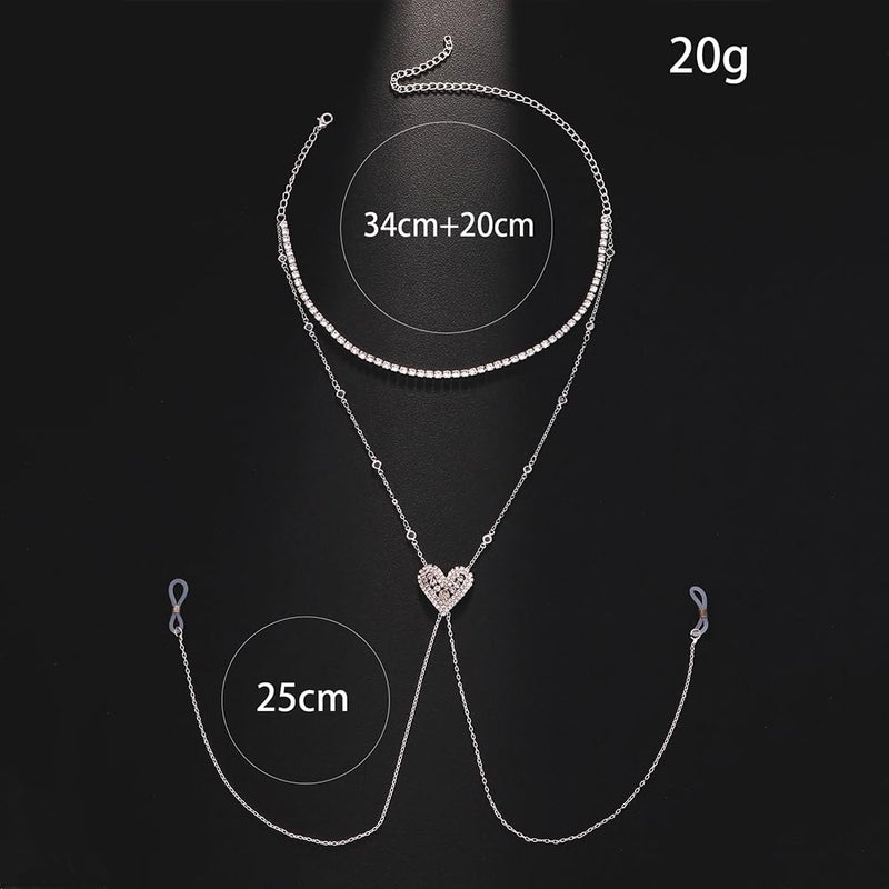 XSBODY Heart Nipple Clamps with Chain Necklace Choker Non Piercing Fake Nipple Rings Silver Bra Body Chain Jewelry for Women (Silver) - Image 3