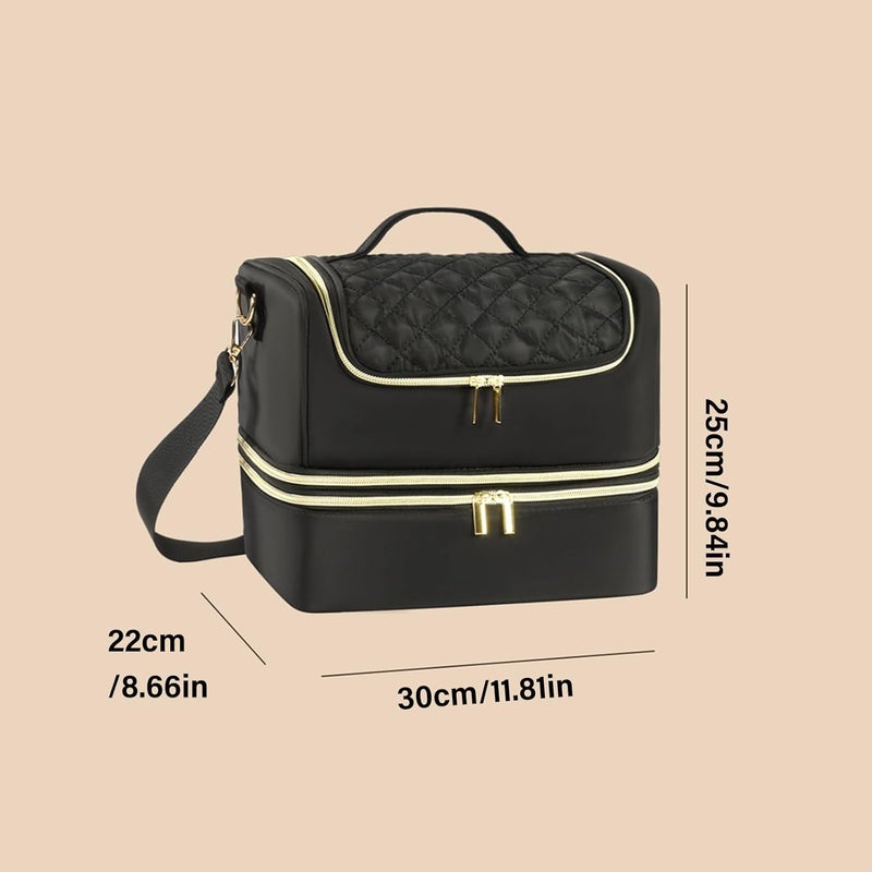 Portable Nails Varnish Organizers Bag Sturdy Handles Adjustable Strap Polyester Makeup Storage Case 30x22x25cm Shock Beauty - Image 4