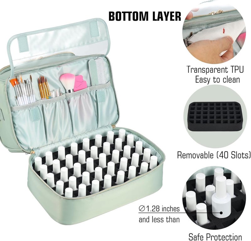 Portable Nails Varnish Organizers Bag Sturdy Handles Adjustable Strap Polyester Makeup Storage Case 30x22x25cm Shock Beauty - Image 5