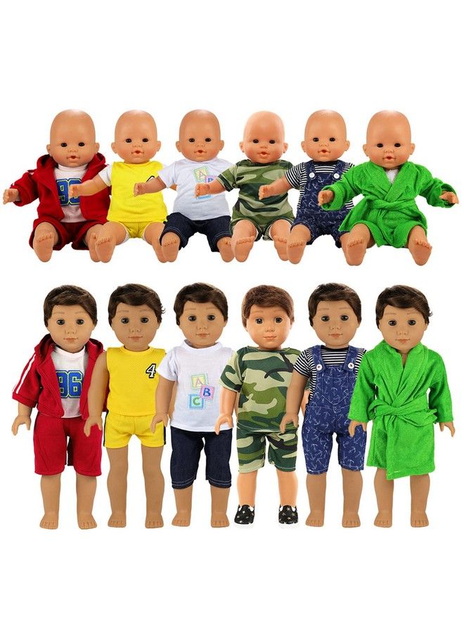 Barwa مجموعة ملابس دمى الأولاد، 6 مجموعات ملابس دمى الأولاد ملابس يومية غير رسمية، متوافقة مع دمى الأطفال من 14 إلى 16 بوصة ودمى الأولاد من 18 بوصة - Image 2