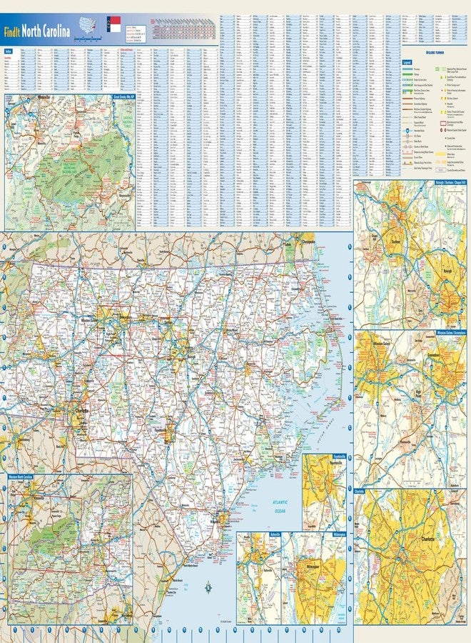 Globe Turner خريطة جدارية لولاية كارولاينا الشمالية - ورقية، 27.5 بوصة × 21.75 بوصة - Image 1