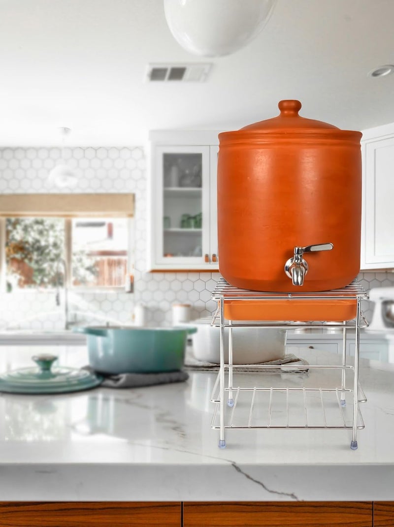 TechSrmaji Stainless Steel Matka Stand with Tray Heavy-Duty Water Pot Stand for Kitchen – Pot Stand for Matka, Water Dispenser & Clay Matka Pot – Rustproof Stand for Water Pot Storage(20 x 20 x 18 CM) Stand Only - Image 5