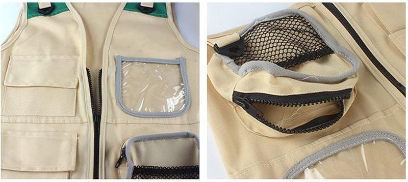 klarako Outdoor Adventure Kit for Kids Cargo Vest Hat Set Comfortable And Durable Explorer Costume Role Play Toy Khaki Playing Clothes - Image 5