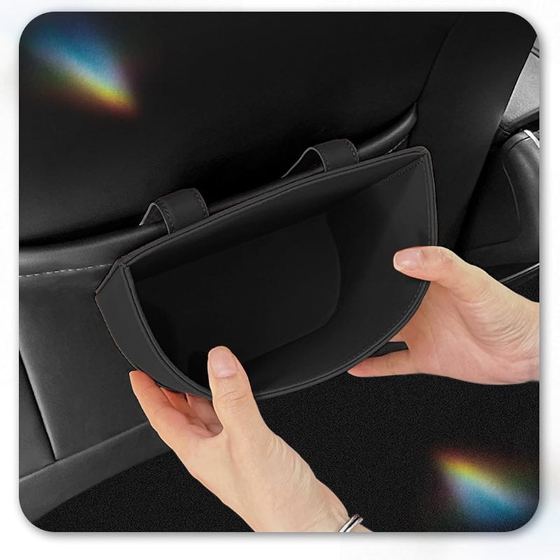 Space Saving Leather Car Trash Can for Door Seat Leakproof Auto Waste Bin and Trash Container - Image 3