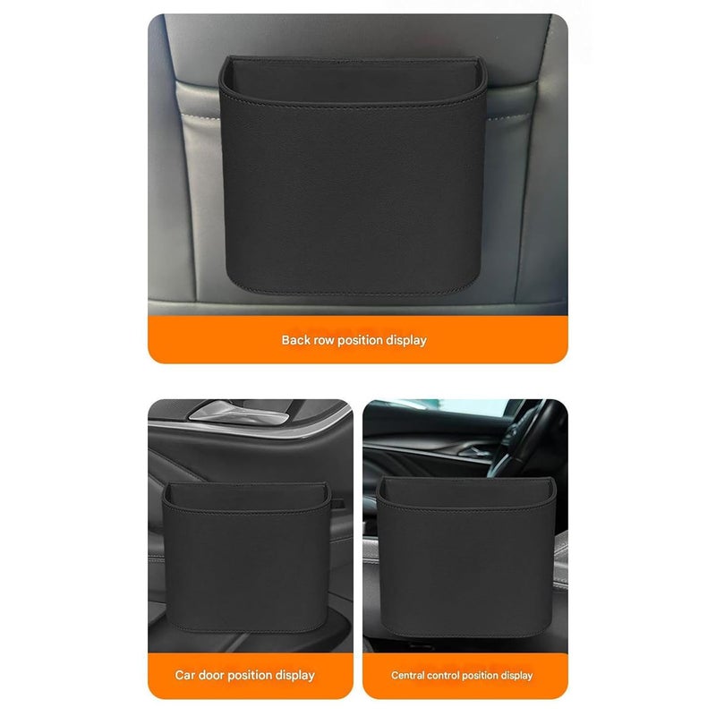 Space Saving Leather Car Trash Can for Door Seat Leakproof Auto Waste Bin and Trash Container - Image 2