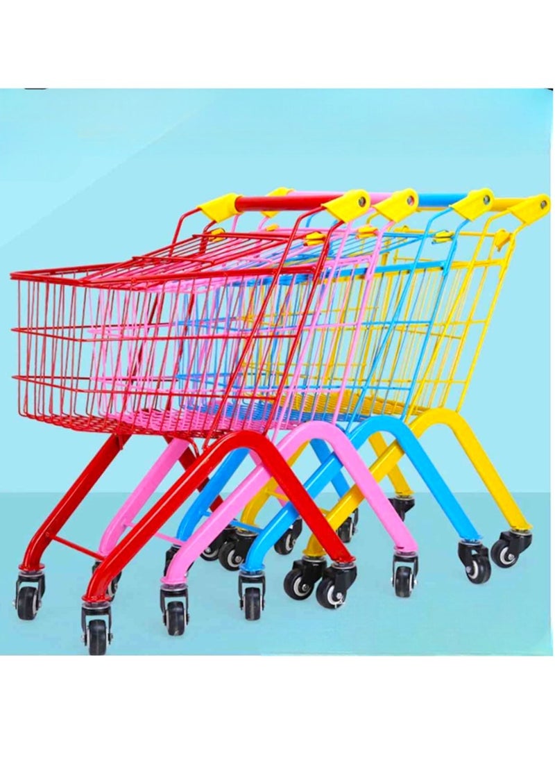 Toy Box Mini Shopping Cart Supermarket Multicolour Metal Trolley Pretend Play For Kids 50cmx60cmx32cm  - Image 1