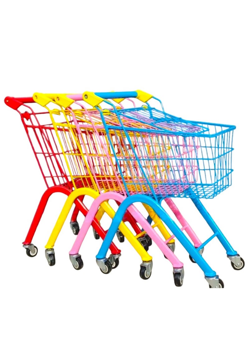 Toy Box Mini Shopping Cart Supermarket Multicolour Metal Trolley Pretend Play For Kids 50cmx60cmx32cm  - Image 2