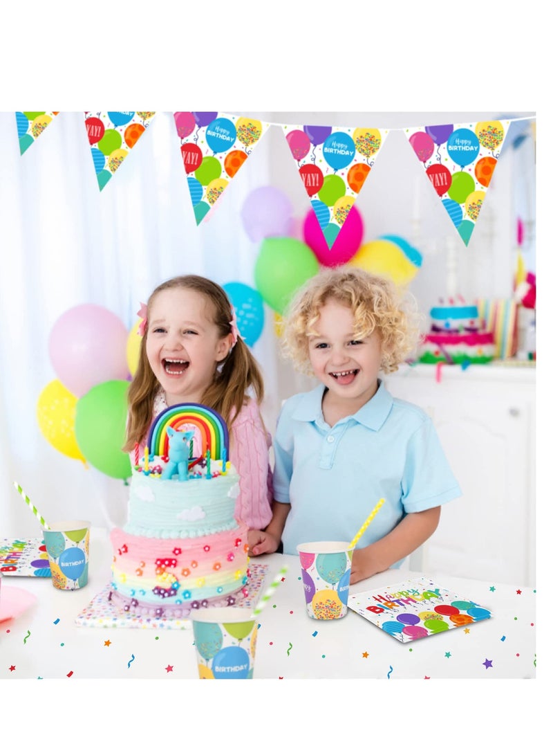 SOLARAE Birthday Party Supplies, Birthday Party Decorations, Theme Party Decoration, Birthday Table Cover Banner, Disposable Paper Plates Napkins Cups Serve 16 - Image 4