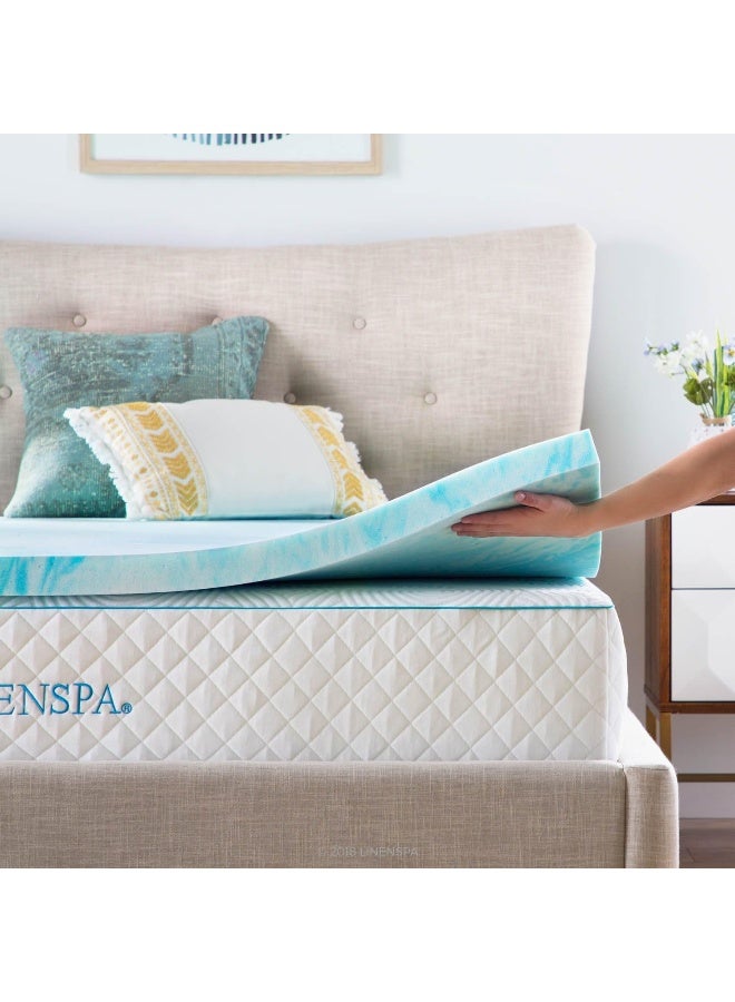 Linenspa 2 Inch Gel Swirl Memory Foam Mattress Topper â€“ Cooling Gel Infused â€“ Pressure Relieving Bed Topper - Mattress Pad â€“ CertiPUR Certified - Full Size - Image 3