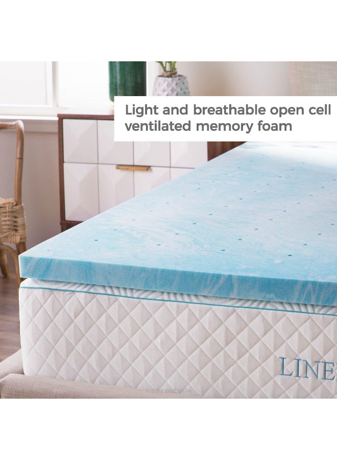Linenspa 2 Inch Gel Swirl Memory Foam Mattress Topper â€“ Cooling Gel Infused â€“ Pressure Relieving Bed Topper - Mattress Pad â€“ CertiPUR Certified - Full Size - Image 4