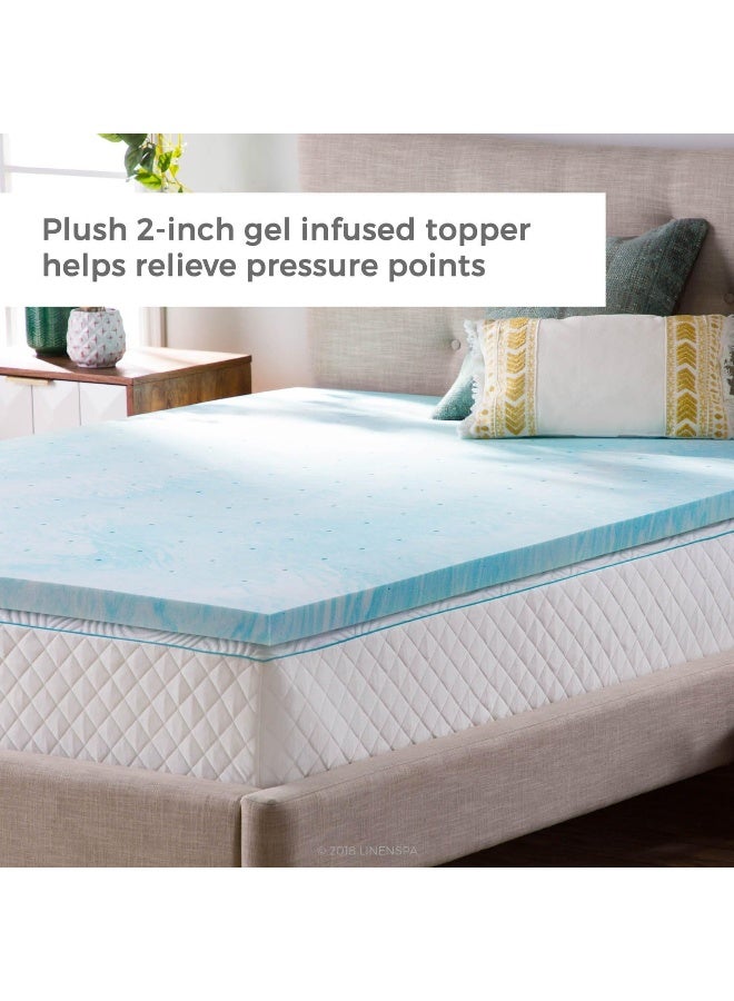Linenspa 2 Inch Gel Swirl Memory Foam Mattress Topper â€“ Cooling Gel Infused â€“ Pressure Relieving Bed Topper - Mattress Pad â€“ CertiPUR Certified - Full Size - Image 2