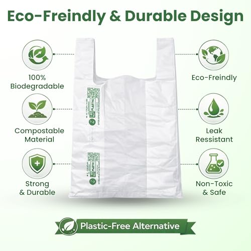 ECOZ Compostable & Biodegradable Carry Bags | Eco-Friendly Plastic-Free Shopping Bag for Grocery, Food, Retail & Vegetables | 16x20 Inch | Approx Pack of 40 | Load 5kg Capacity | for Supermarket - Image 3
