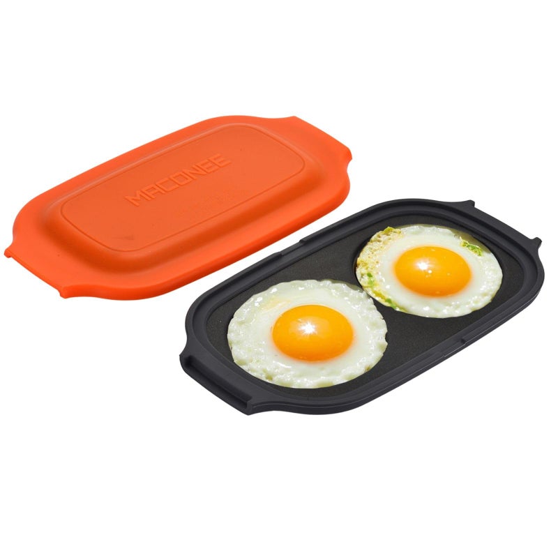 MACONEE Microwave Egg Fryer  Cooker  Poacher for Breakfast Sandwiches  Maker for 2 Eggs  DishwasherSafe  BPAfree