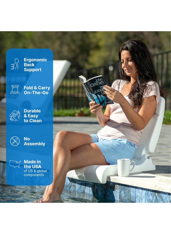 Step2 Step2 Foldable Adult Flip Seat, Portable Outdoor Chair for Poolside, Tailgating, Camping, Sporting Events, Picnic and Beach Chair, Provides Back Support When Sitting on Ground, White  - Image 3