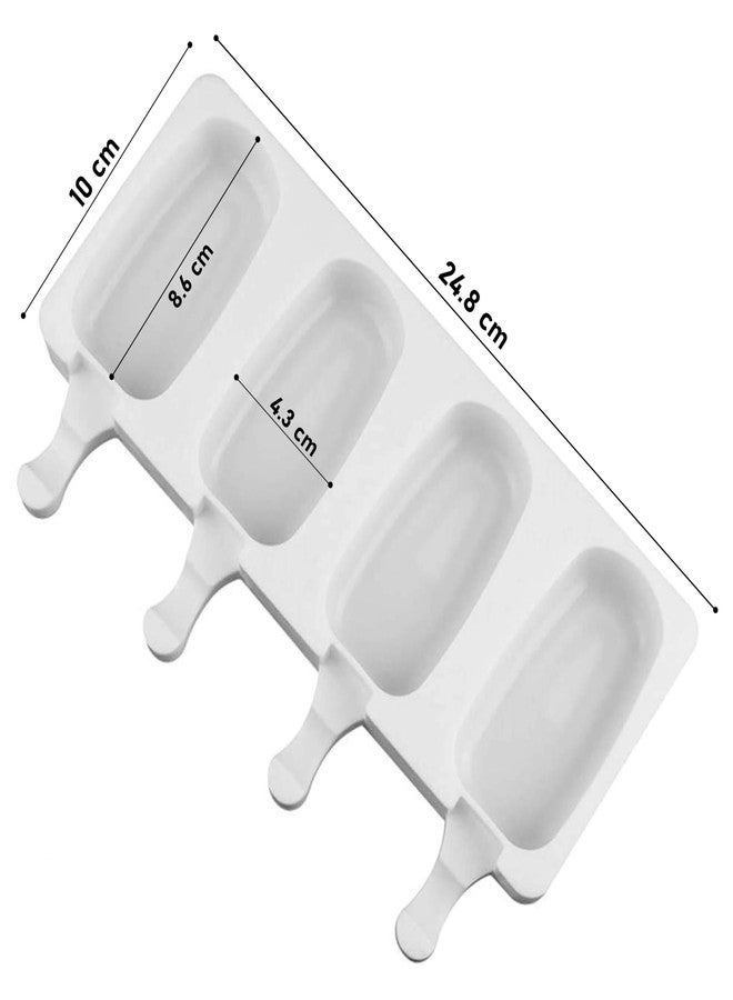 MoldBerry 4 Cavity Big Oval Silicone Cakesicle Mould | Silicone Ice Cream Mould | Chocolate Cakesicle & Popsicle Mold | Food-Grade BPA Free | Reusable Non-Stick Popsicle Mold (Multicolor, Pack of 1) - Image 2