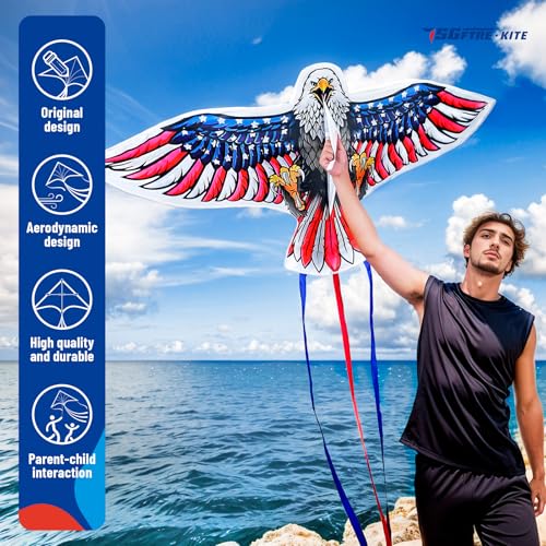 SGftre Complete Kite with Handle Line AccessoriesEasy to Fly for Kids Adults Perfect for Beach Park Family Outdoor Activities Eagle Flag 1 - Image 3