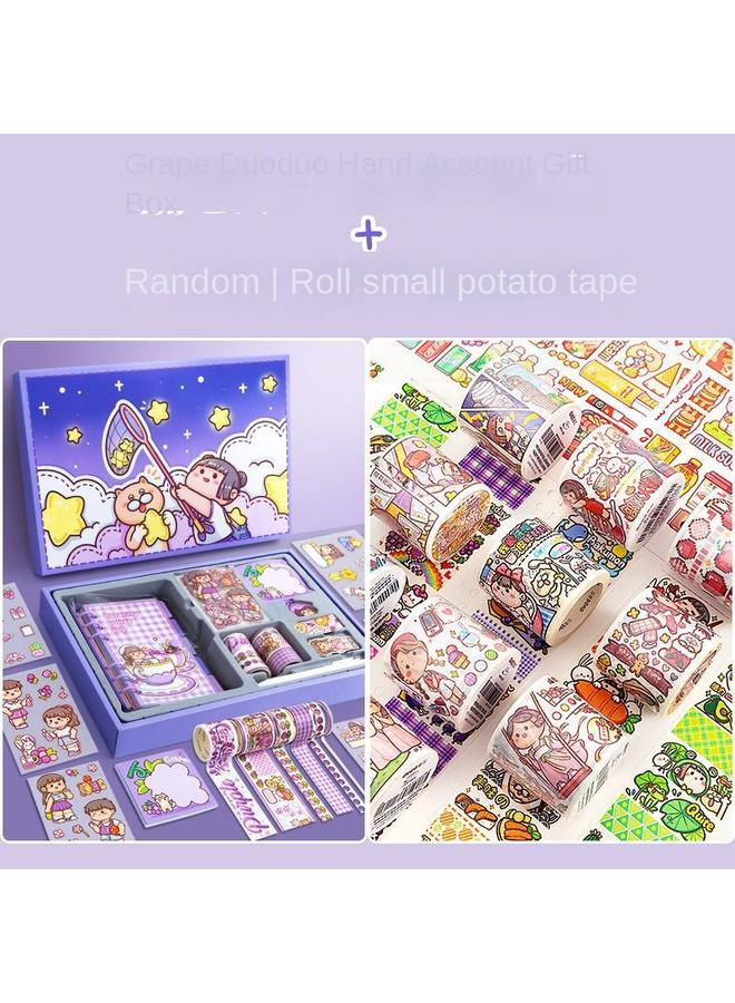 Bluejw Small Potato Cute Hand Ledger Suit Transparent Loose-leaf Book Full Set Of Hand Ledger Tools And Paper Stickers Note Notebook - Image 1