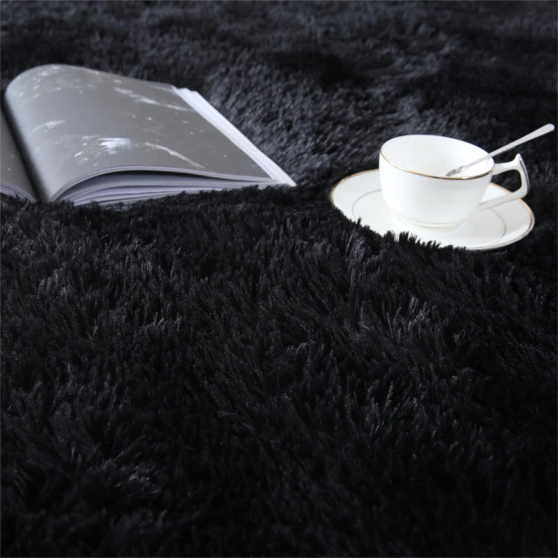 CAIYUECS Shag Area Rug,Indoor Ultra Soft Fluffy Plush Rugs for Bedroom Living Room, Non-Skid Modern Nursery Faux Fur Rugs for Kids Room Home Decor (5x7 Feet, Black) - Image 5