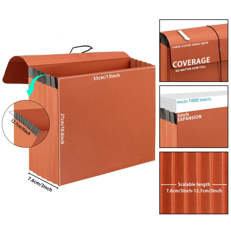 YNXPTBNC 2 Packs Expanding File Folder with Flap and Cord Closure,5 Inch Expansion Accordion File Organizer,Letter Size - Image 2