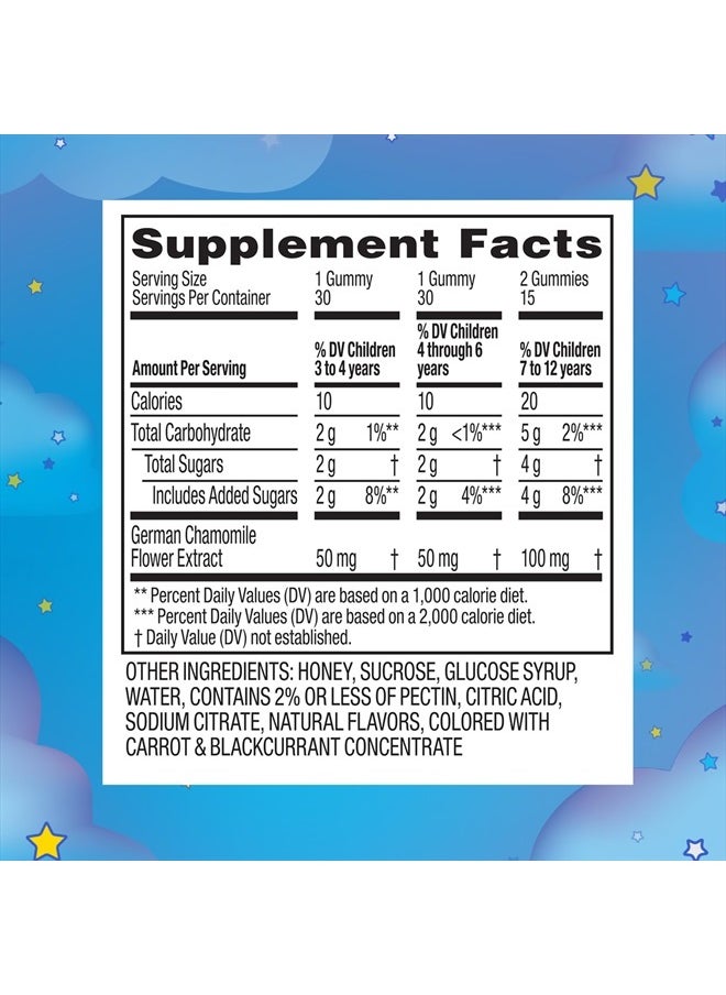 Zarbee's - Melatonin-Free Gentle Bedtime Gummies for Kids - Blend of Natural Honey, Raspberry Lemon, and Chamomile Helps Children Unwind and Relax to Prepare for Sleep, 30ct - Image 1